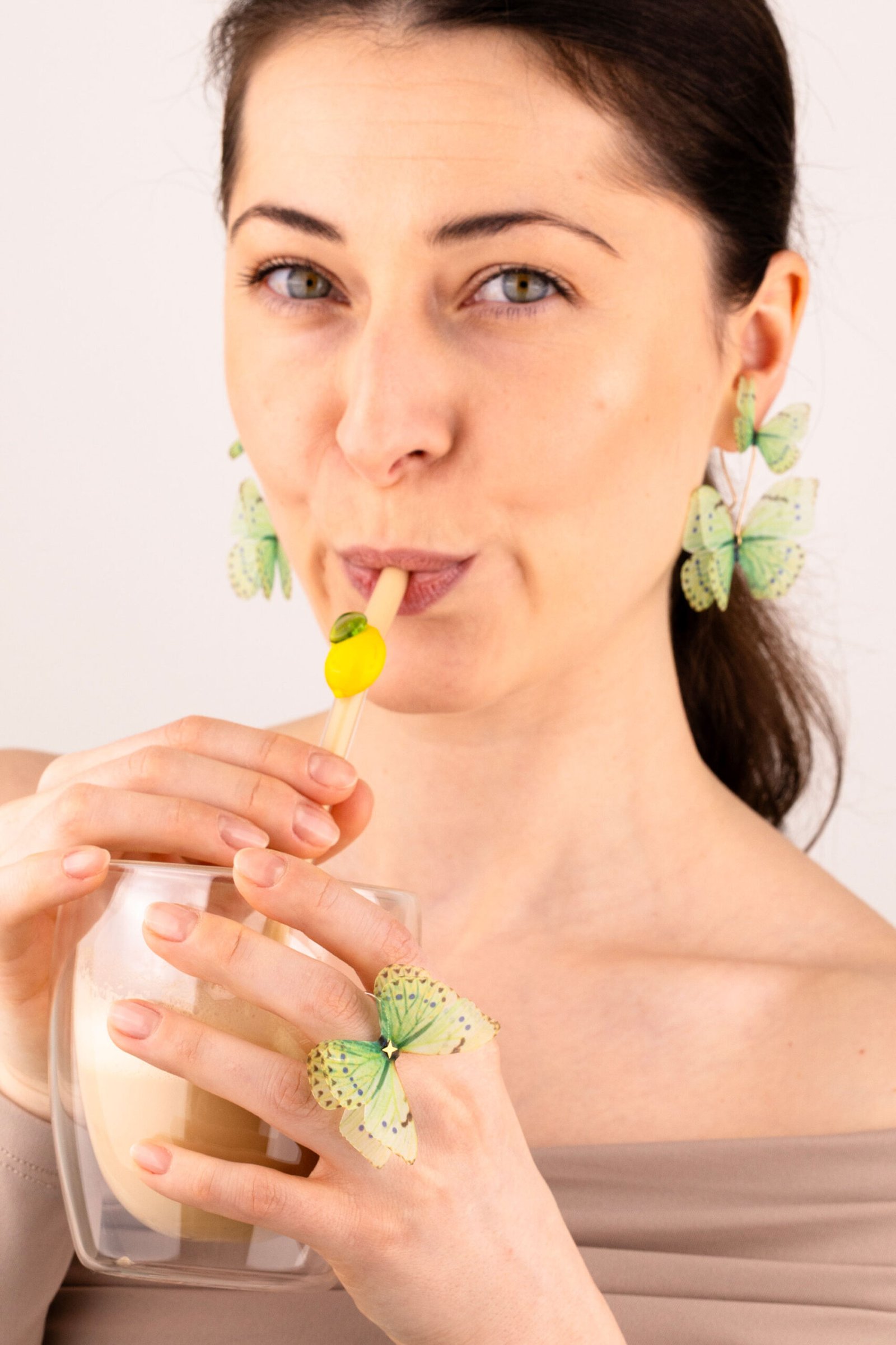 Butterfly Earrings - Mint Green With Extra Wings Oana Savu Butterfly Earrings - Mint Green With Extra Wings - Image 7