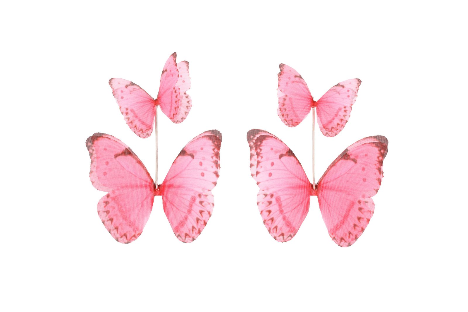 Butterfly Earrings - Pink With Extra Wings Oana Savu Pink butterfly earrings inspired by pink butterflies, handmade jewelry for women, lightweight statement earrings, feminine nature-inspired design made by oana savu