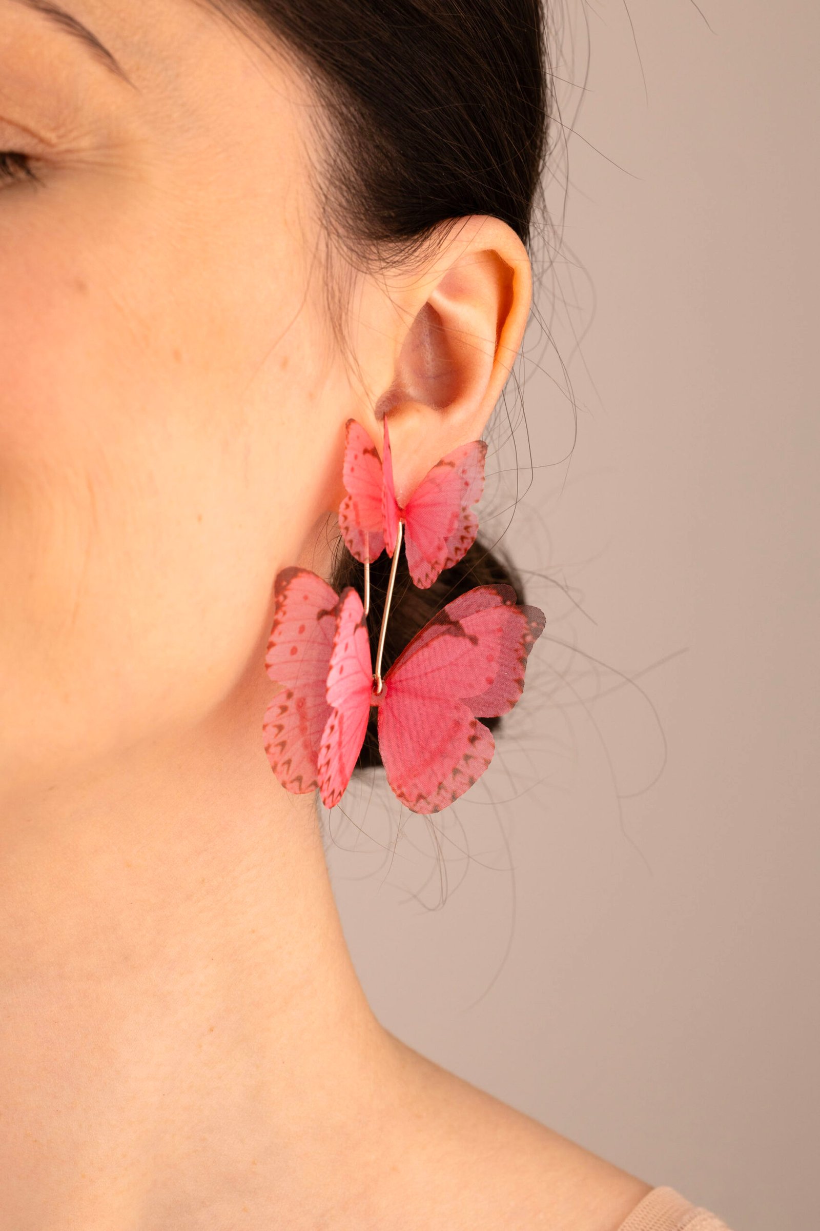Butterfly Earrings - Pink With Extra Wings Oana Savu Butterfly Earrings - Pink With Extra Wings - Image 5