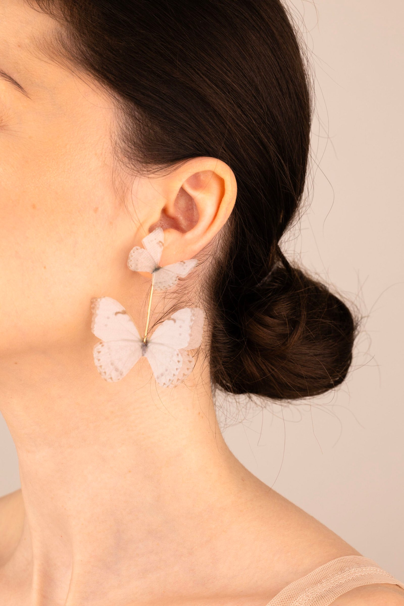 Butterfly Earrings - Off White With Extra Wings Oana Savu Butterfly Earrings - Off White With Extra Wings - Image 2