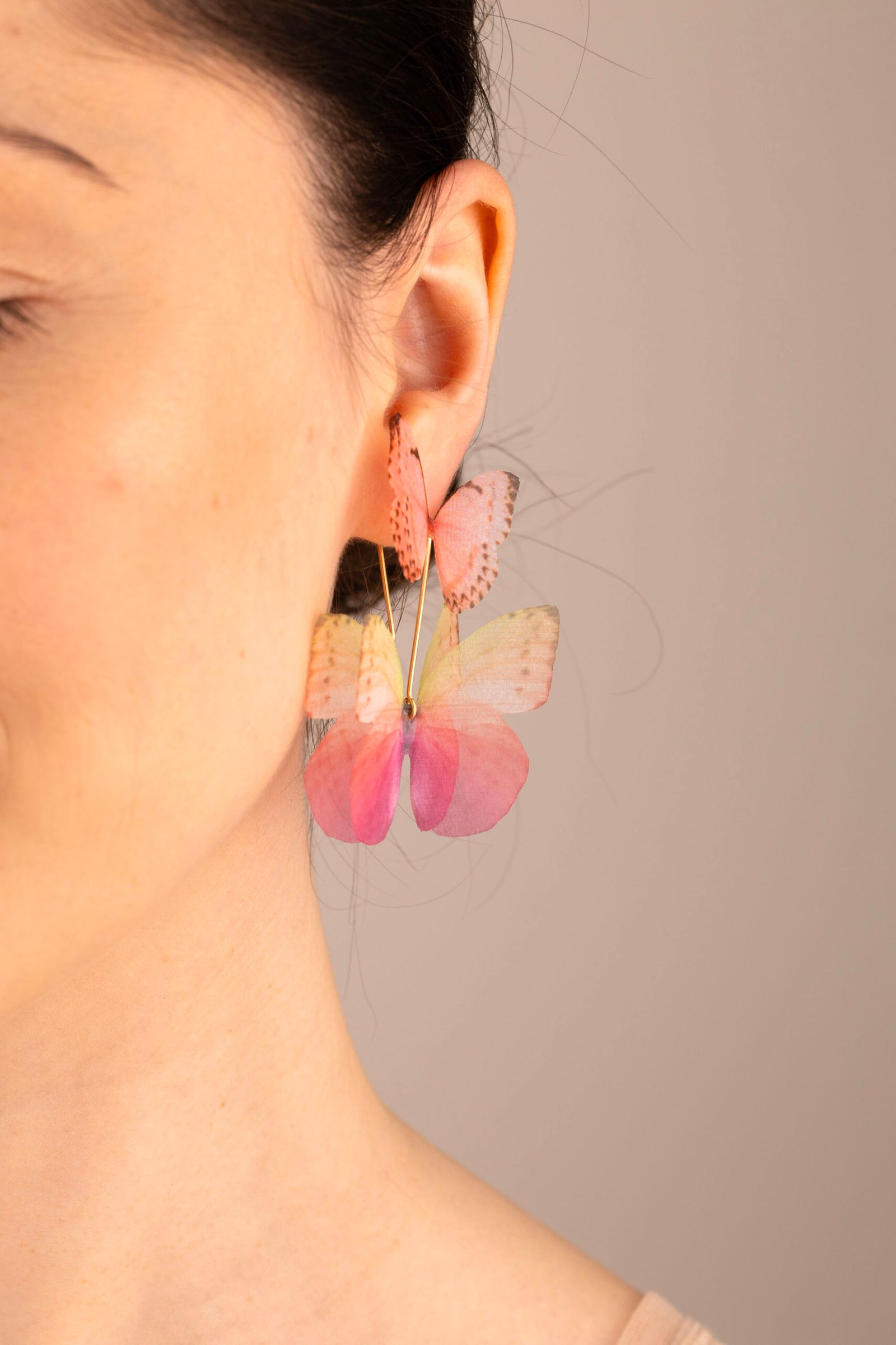Butterfly Earrings - Rainbow With Pink Wings Oana Savu Butterfly Earrings - Rainbow With Pink Wings - Image 4