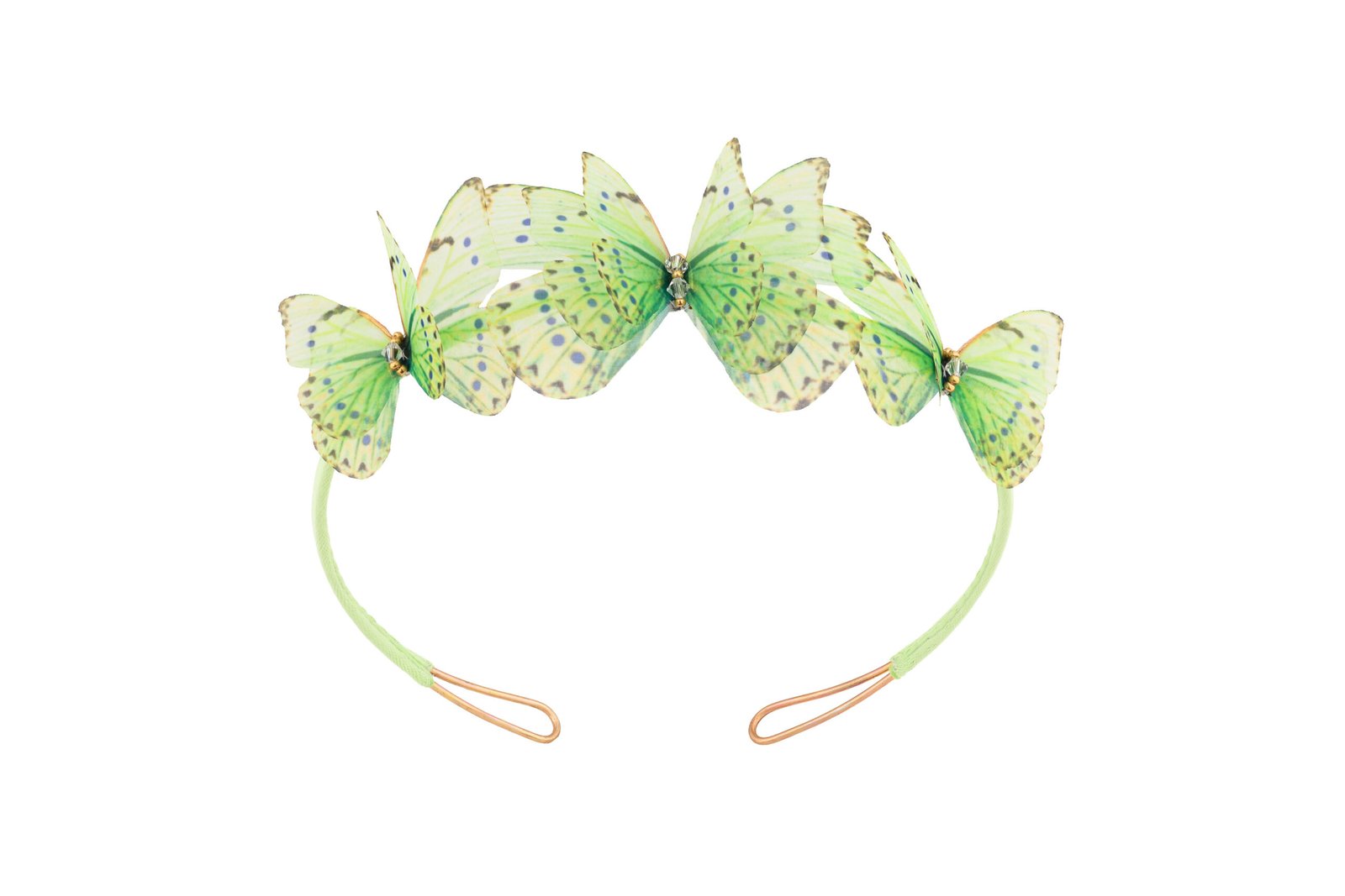 Butterfly Headband – Mint Green Oana Savu green headband with handmade silk butterflies, perfect hair accessory for bridal events, festivals outfits or summer holidays. Special design by oana savu, this hair accessory can de sold also as b2b wholesale jewelry package