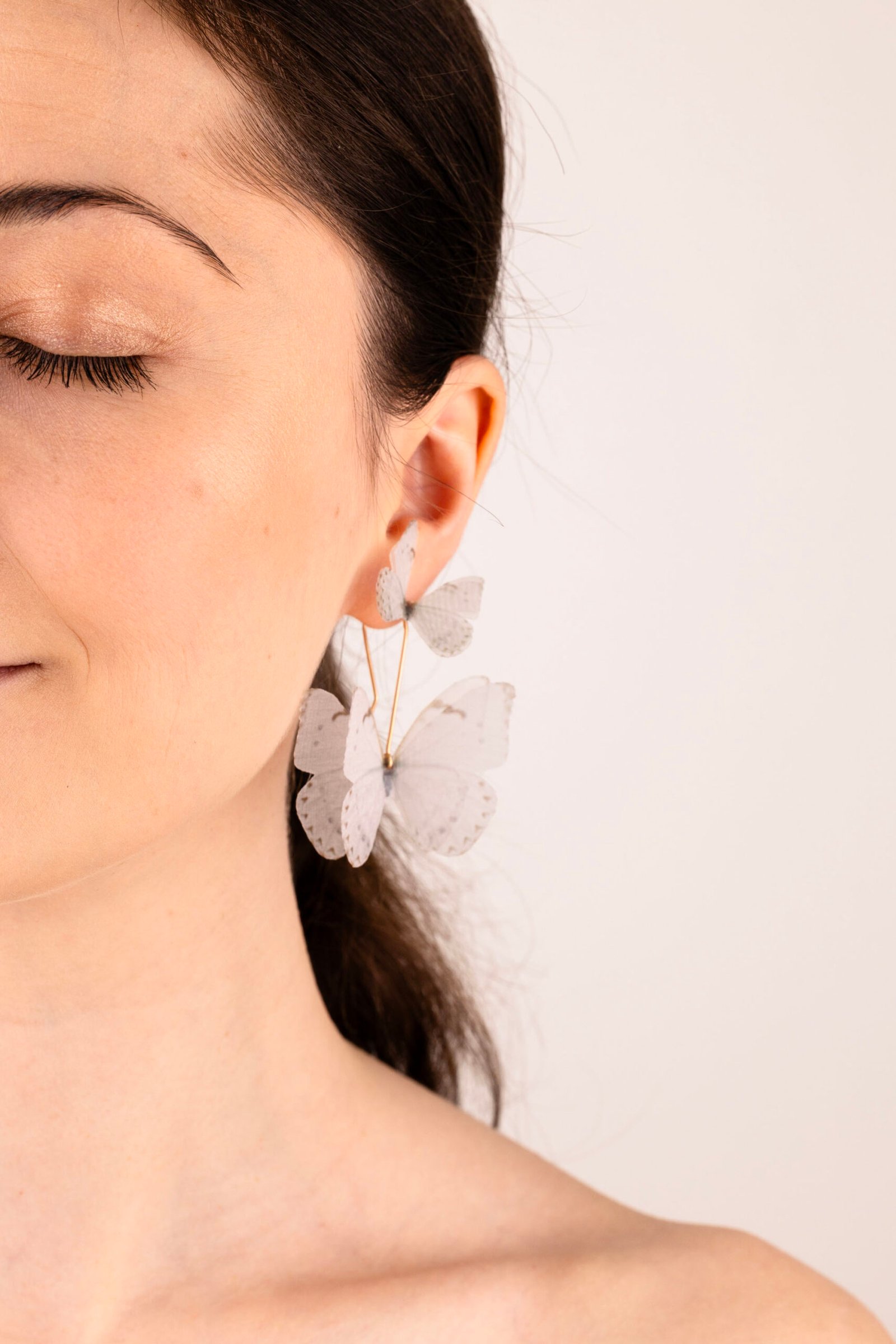 Butterfly Earrings - Off White With Extra Wings Oana Savu Butterfly Earrings - Off White With Extra Wings - Image 6