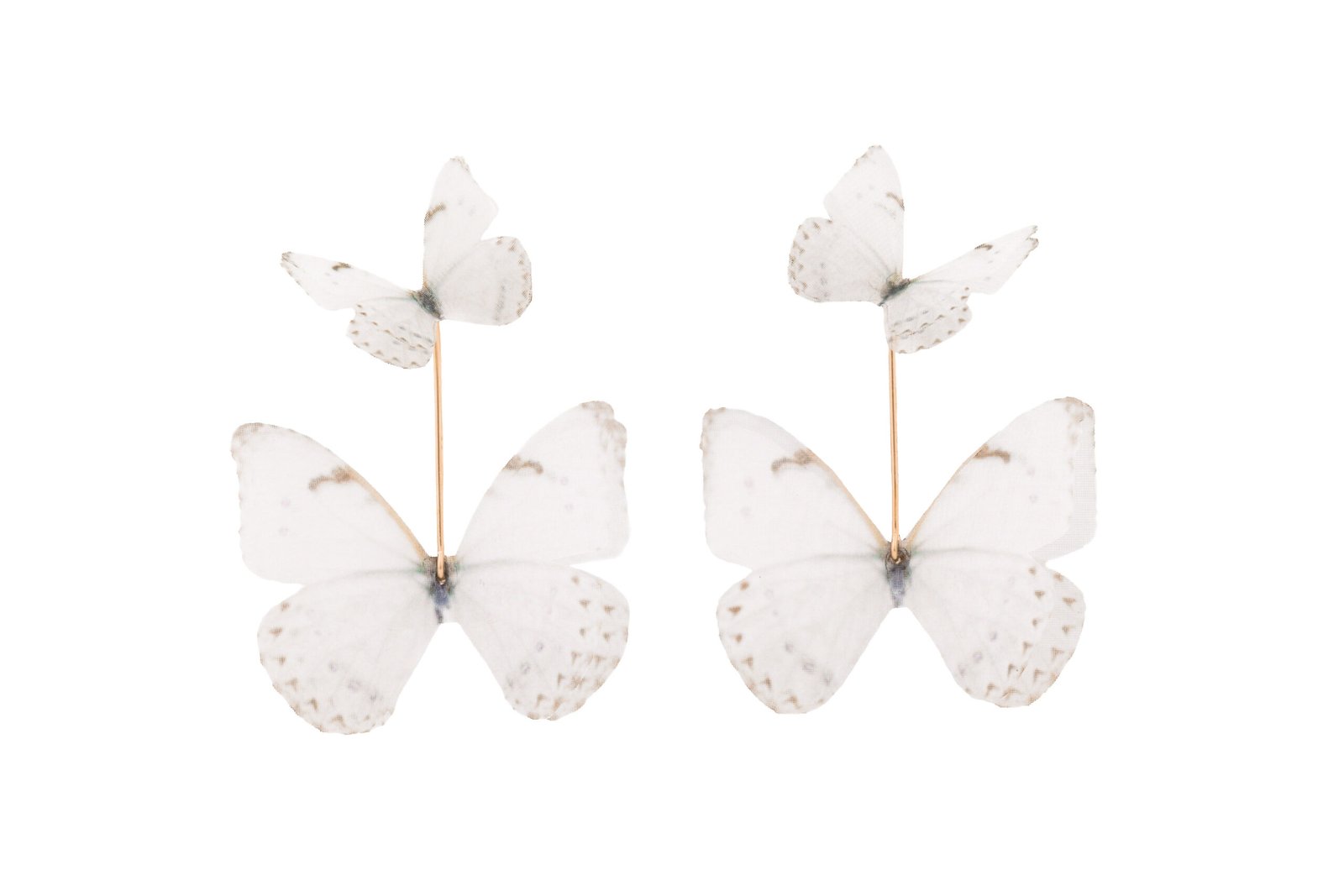 Butterfly Earrings - Off White With Extra Wings Oana Savu off-white earrings handmade out of silk butterfly and 14k gold-filled, special earrings design made by oana savu