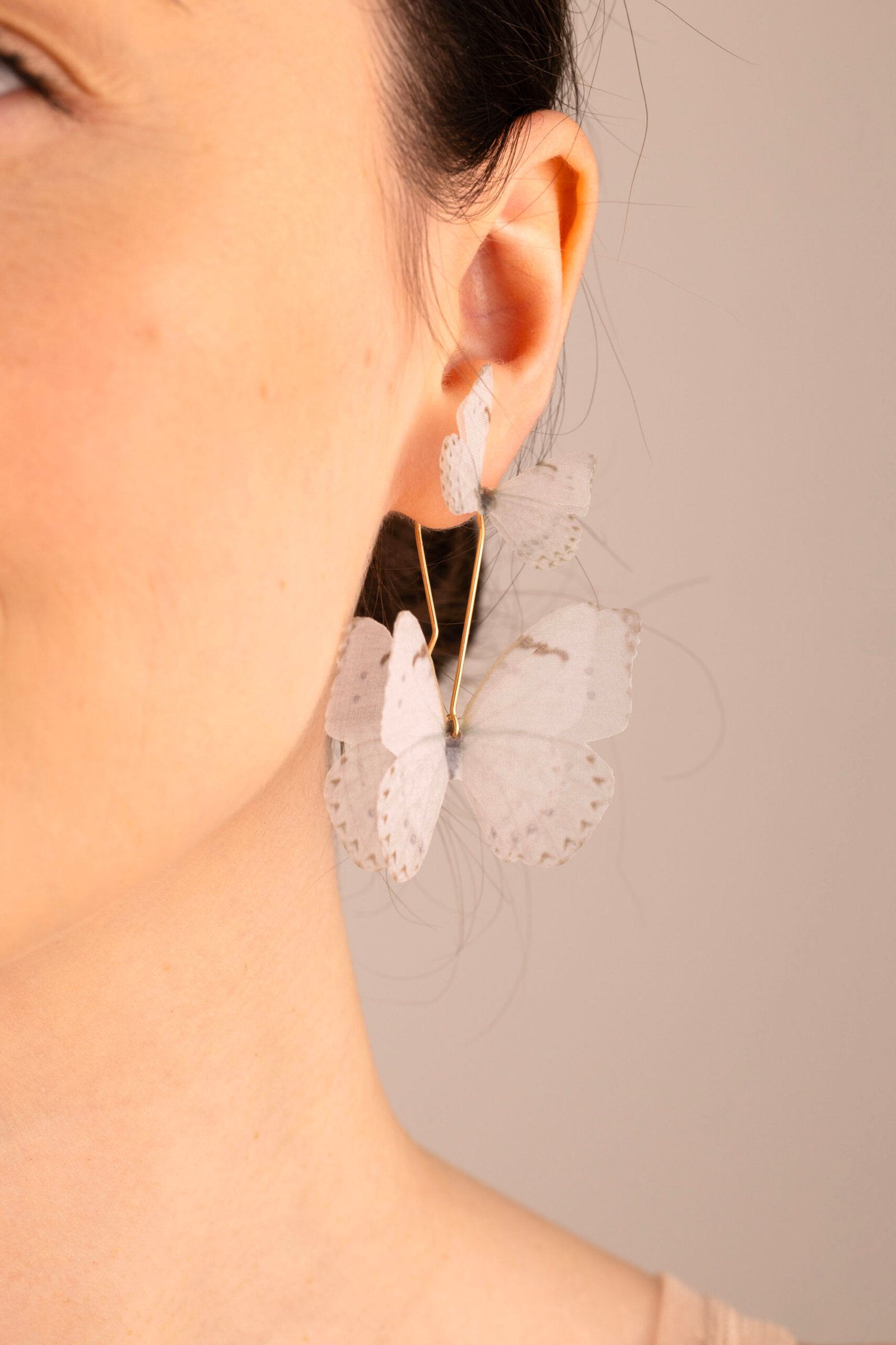 Butterfly Earrings - Off White With Extra Wings Oana Savu Butterfly Earrings - Off White With Extra Wings - Image 5